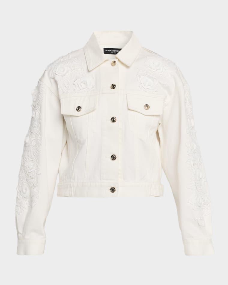 Lexia Lace Appliqué Denim Jacket by GENERATION LOVE