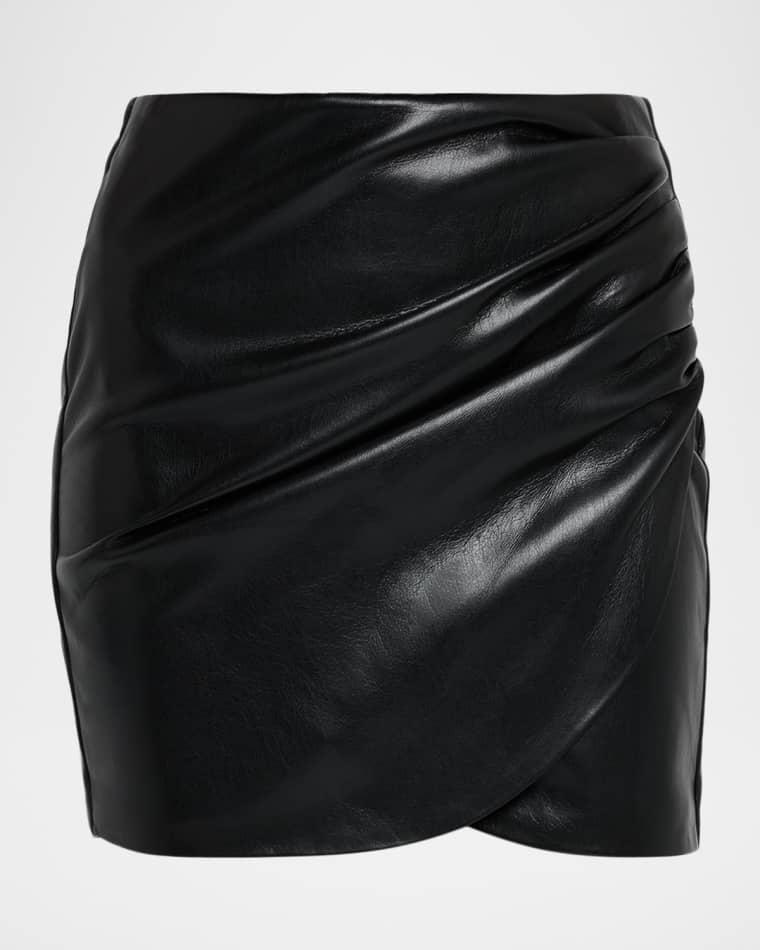 Shyann Ruched Vegan Leather Skirt by GENERATION LOVE