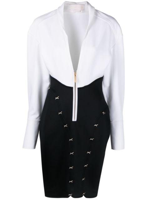 V-neck zip-up minidress by GENNY