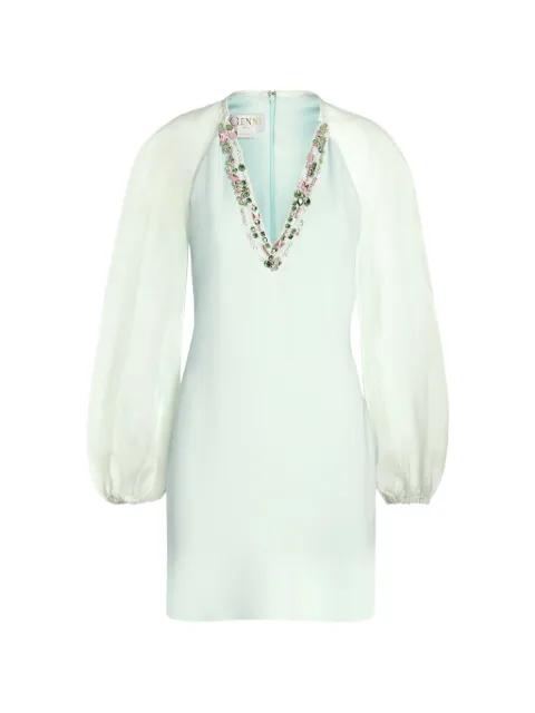 balloon sleeve embellished mni dress by GENNY