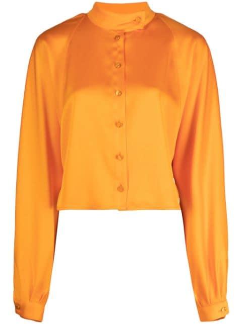 band-collar satin blouse by GENNY