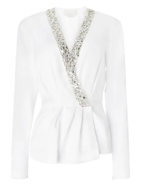 crystal-embellished wrap blouse by GENNY