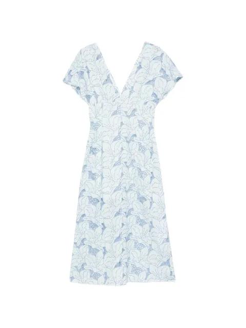 embroidered V-neck midi dress by GENNY