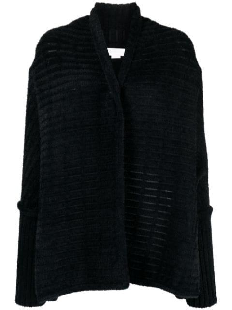 faux-fur trim high-low cardigan by GENNY