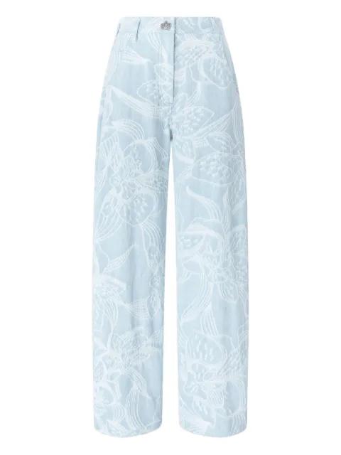 floral-print wide-leg jeans by GENNY