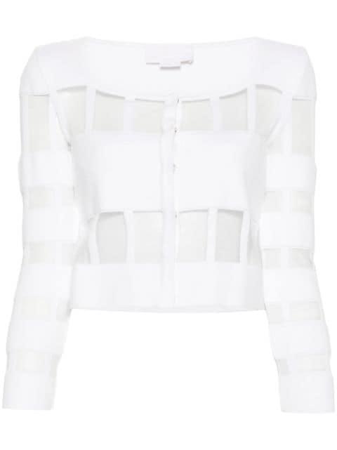 mesh-panelled ribbed cardigan by GENNY