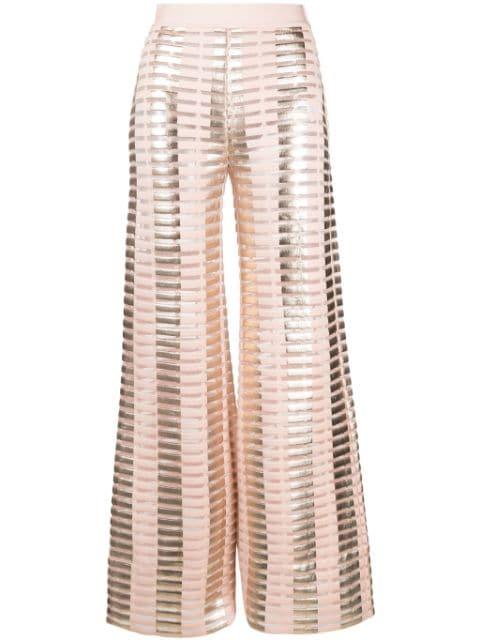 metallic-finish flared trousers by GENNY