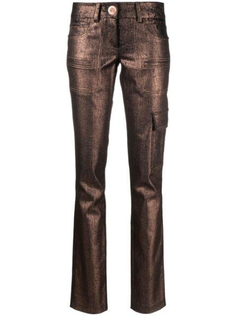 metallic-finish straigh-leg trousers by GENNY