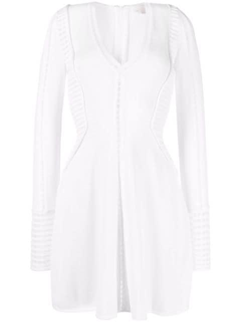 perforated-detailing V-neck dress by GENNY