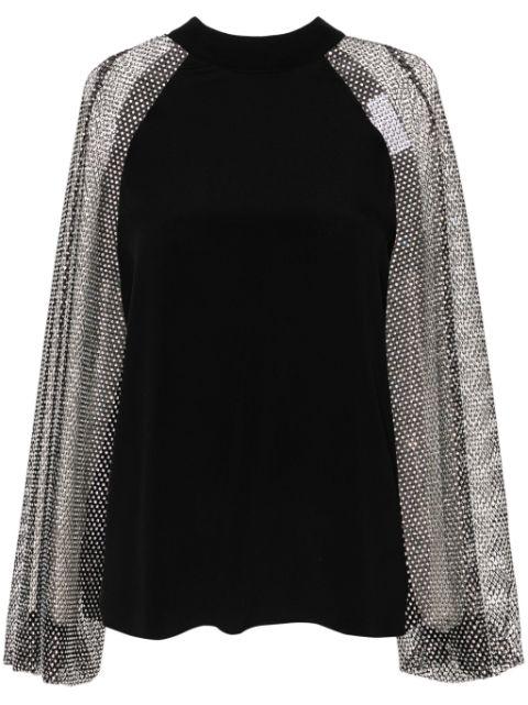 rhinestone mesh-sleeves blouse by GENNY