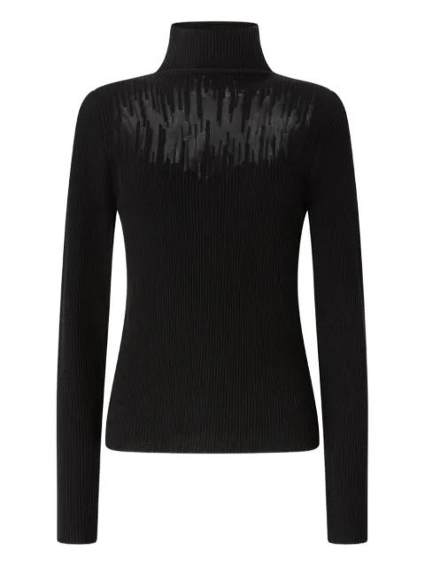 ribbed-knit sheer-panel top by GENNY