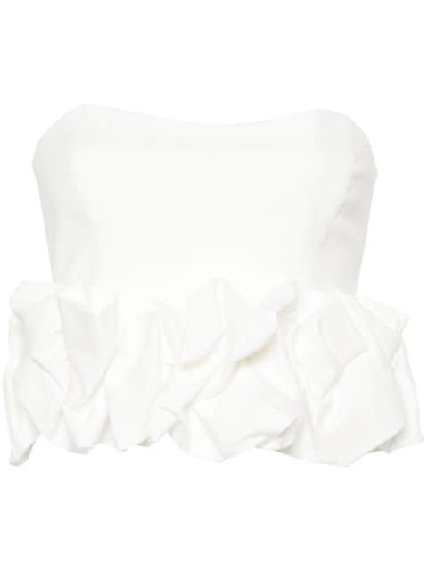 ruched-appliqué strapless blouse by GENNY