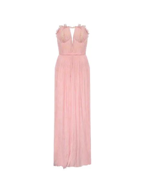 ruffled-neckline lace gown by GENNY