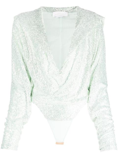 sequin-embellished long-sleeve bodysuit by GENNY