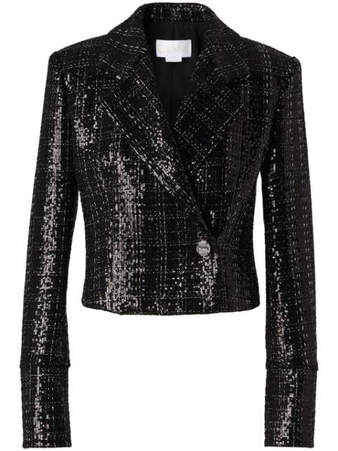 sequin-embellished tweed cropped jacket by GENNY