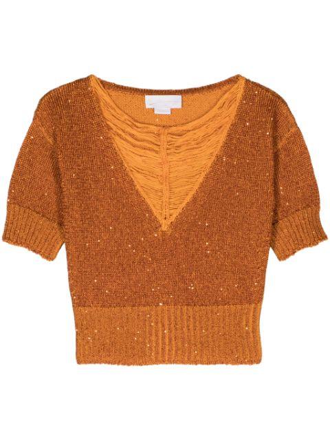 sequined V-neck top by GENNY