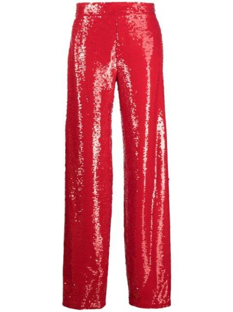 sequinned high-waisted straight-leg trousers by GENNY