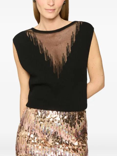 sheer-panel ribbed top by GENNY