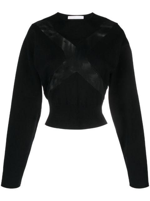 sheer-panelling cotton T-shirt by GENNY