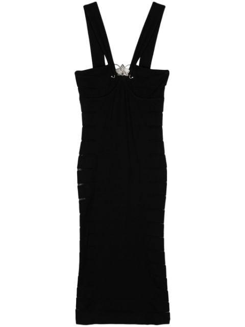 sheer-slits knitted midi dress by GENNY