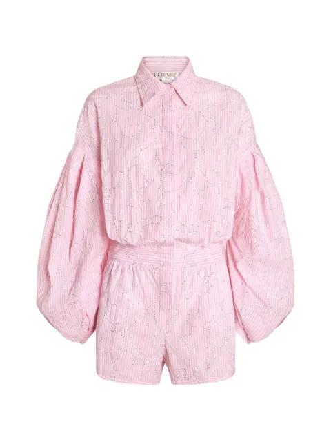 striped balloon sleeve playsuit by GENNY