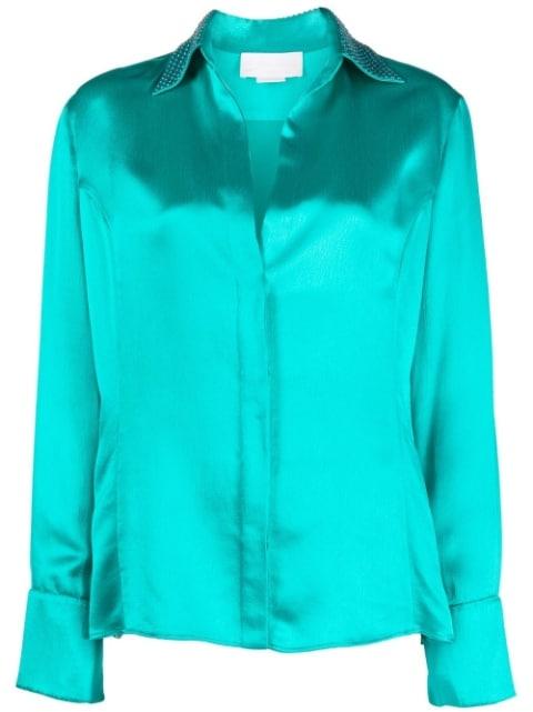 stud-embellished satin shirt by GENNY