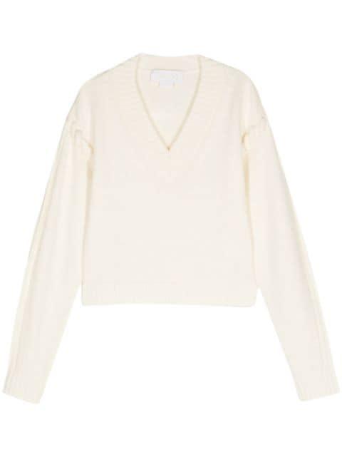 tubular-stitching wool sweater by GENNY