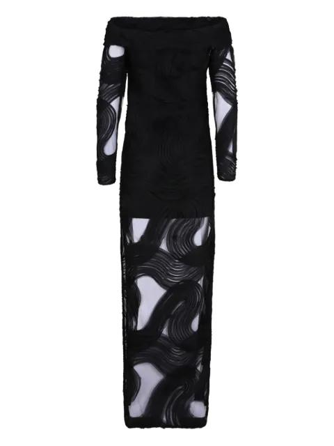 wave-textured off-shoulder dress by GENNY