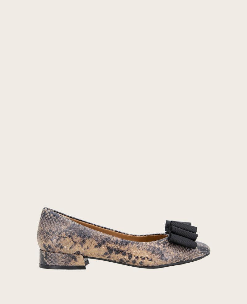 Gentle Souls - Atlas Snakeskin Leather Bow Flat by GENTLE SOULS