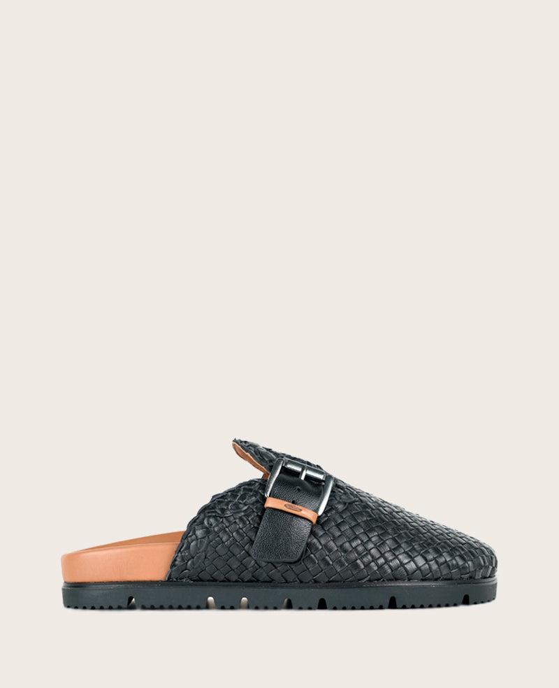Gentle Souls - Brantley Buckle Woven Leather Mule by GENTLE SOULS