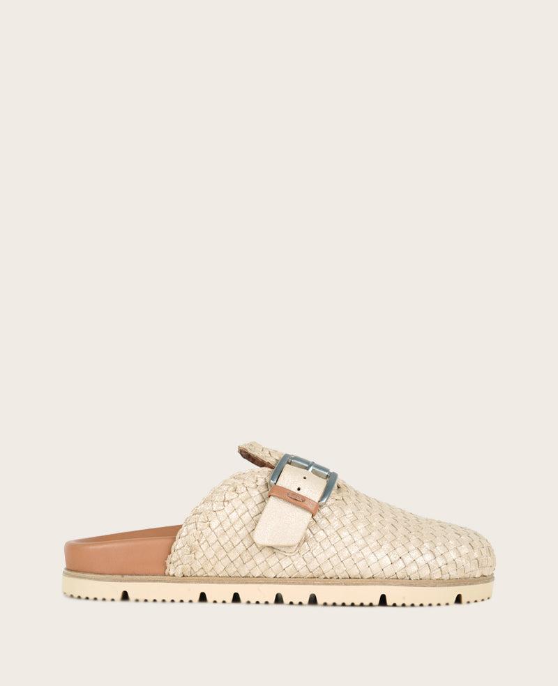 Gentle Souls - Brantley Buckle Woven Leather Mule by GENTLE SOULS