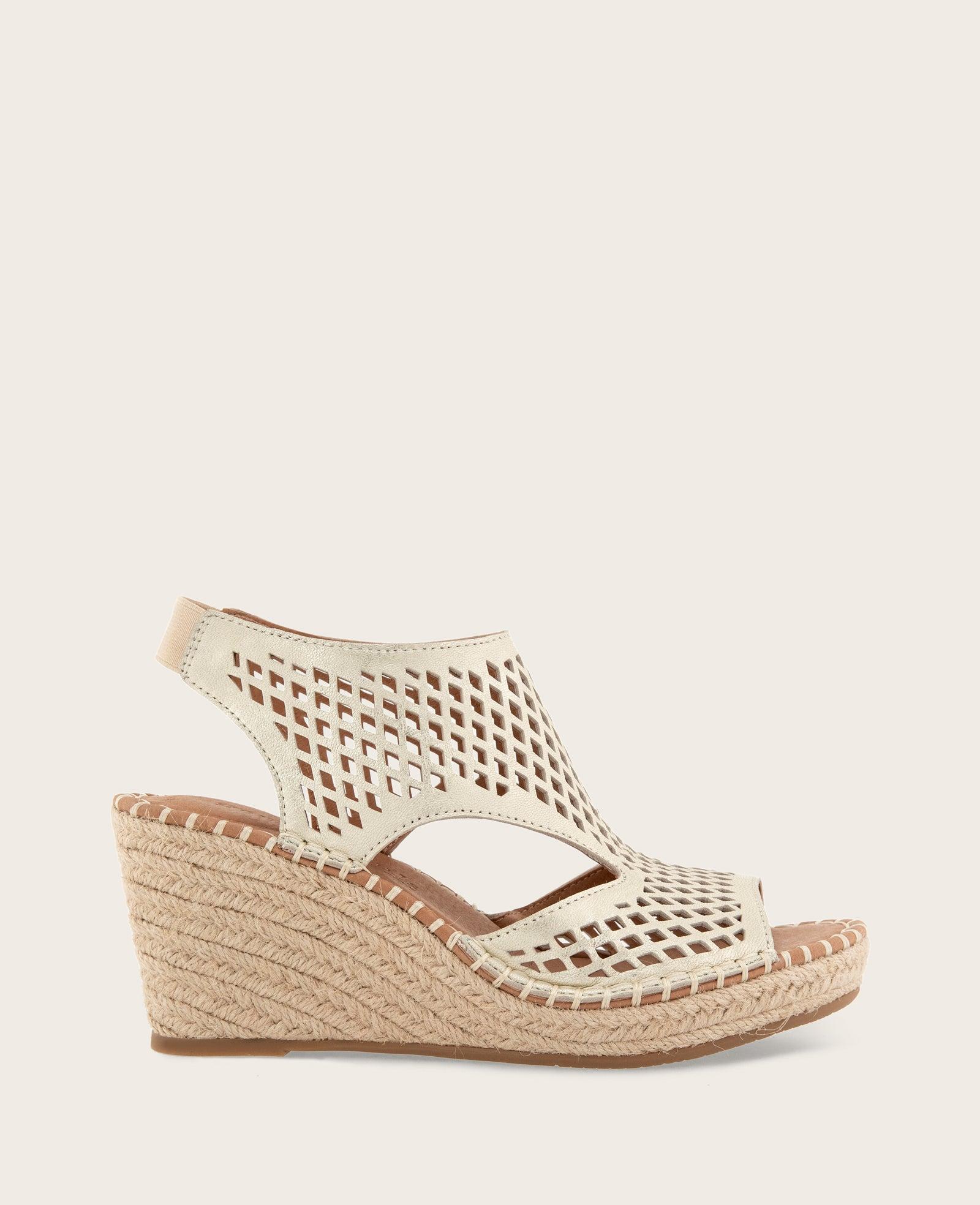 Gentle Souls - Cody Perforated Leather Espadrille Wedge by GENTLE SOULS
