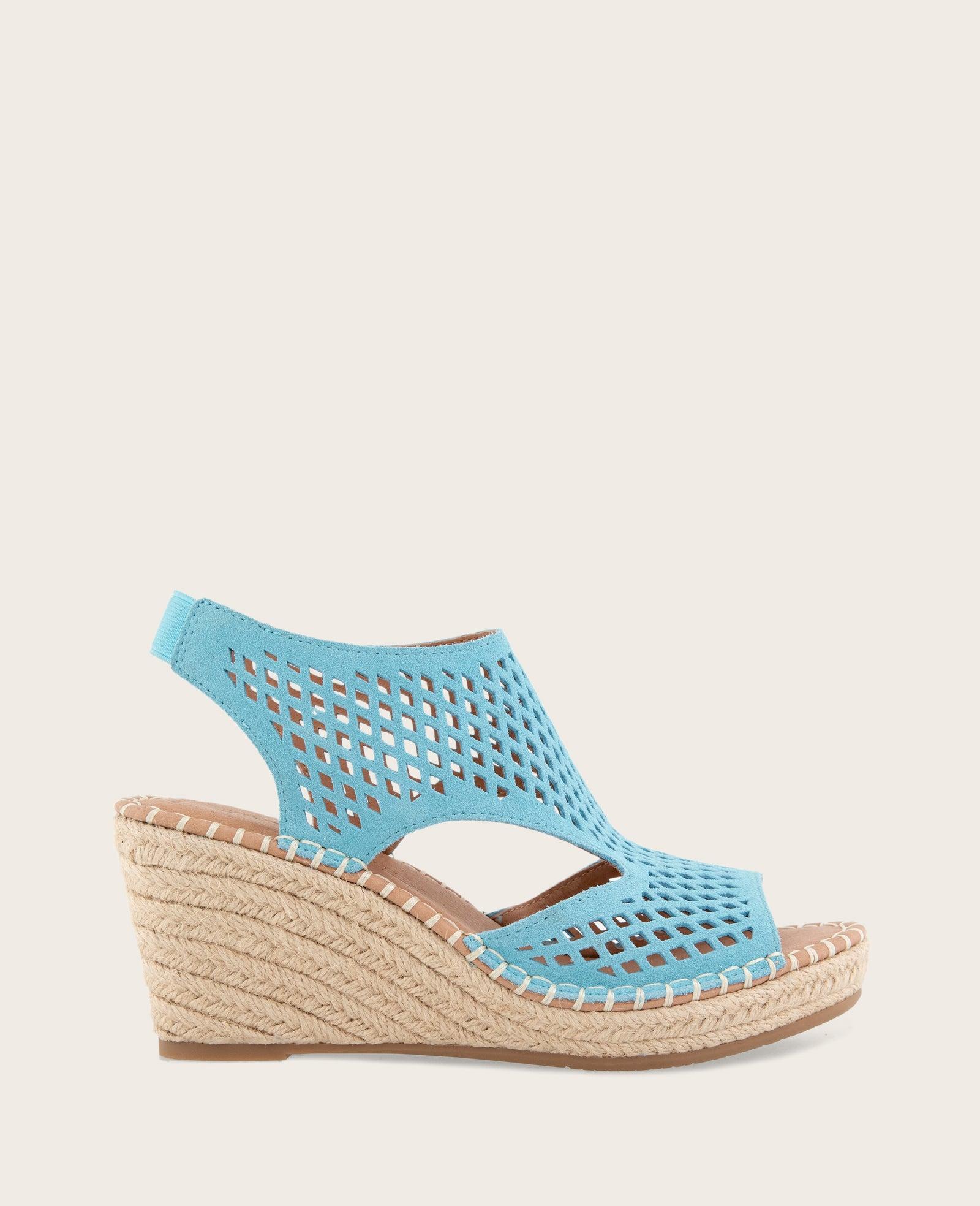 Gentle Souls - Cody Perforated Suede Espadrille Wedge by GENTLE SOULS
