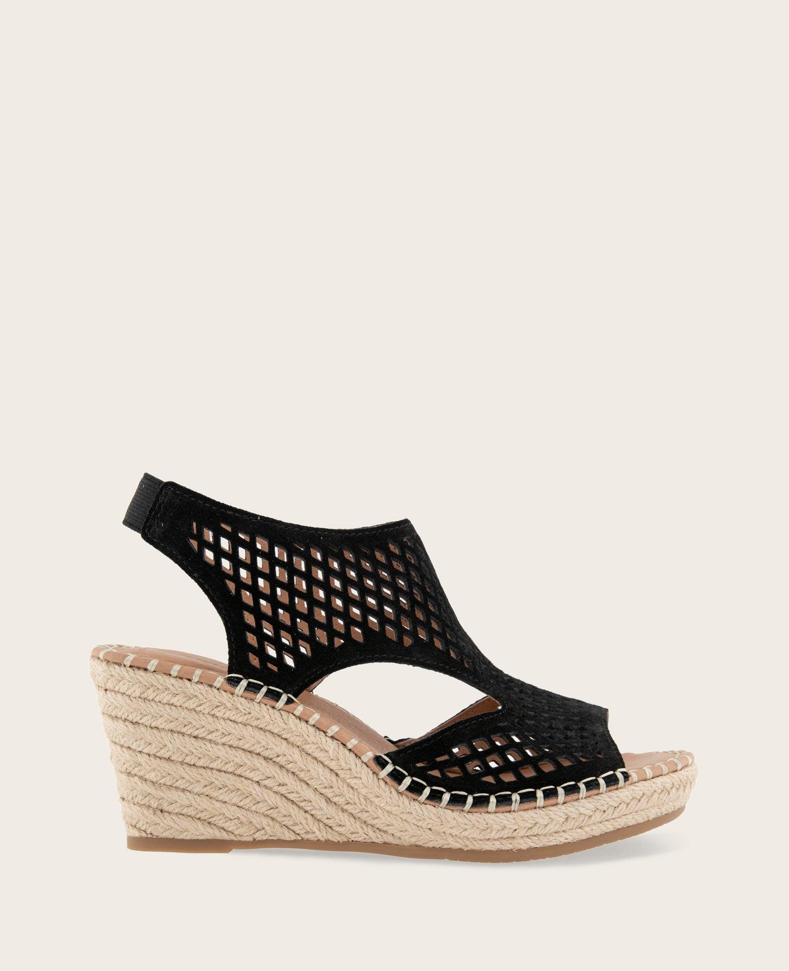 Gentle Souls - Cody Perforated Suede Espadrille Wedge by GENTLE SOULS