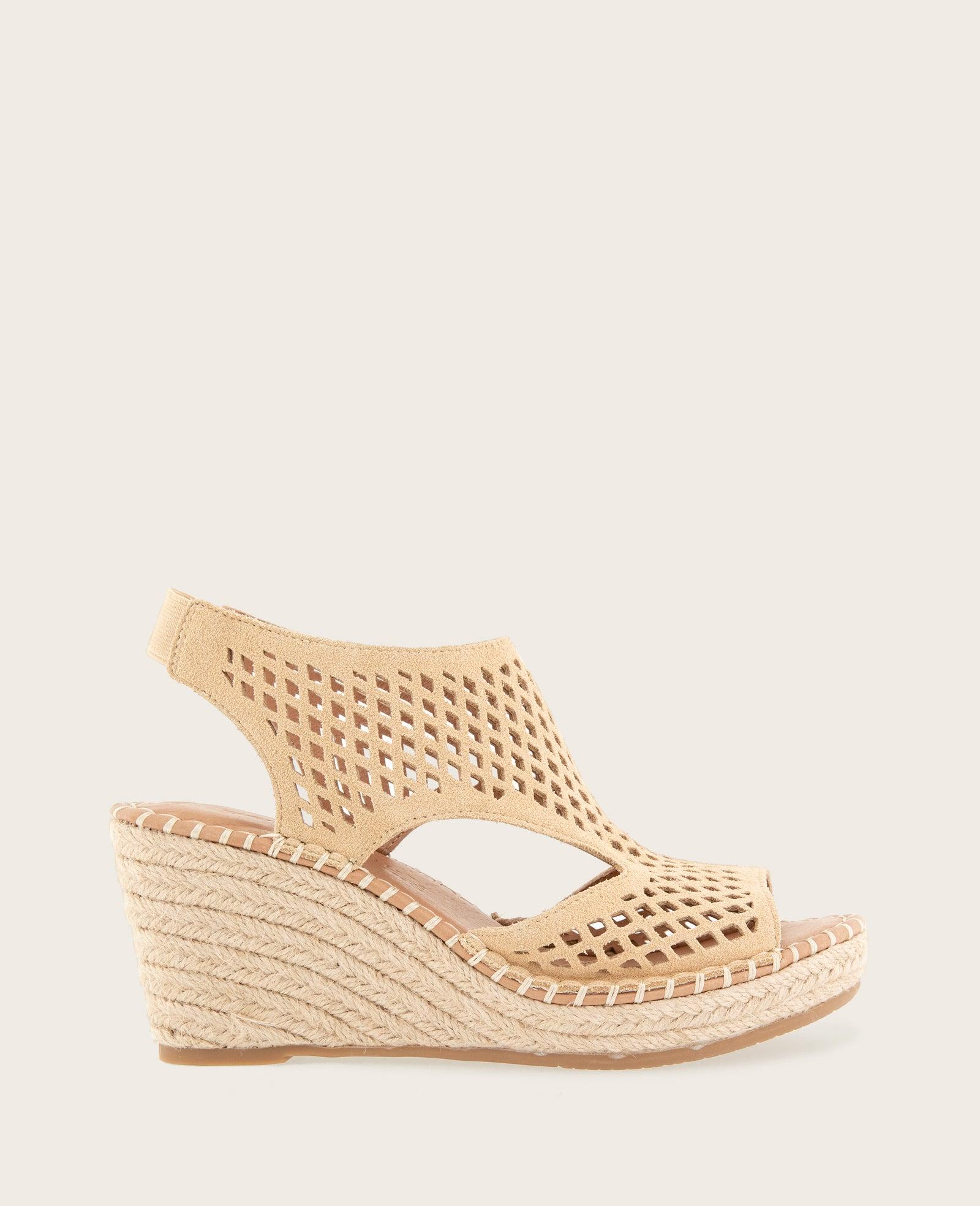 Gentle Souls - Cody Perforated Suede Espadrille Wedge by GENTLE SOULS