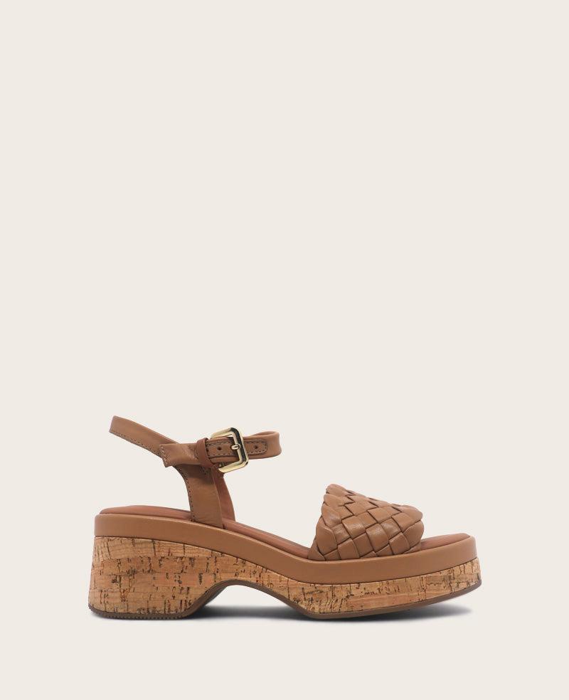 Gentle Souls - Dorris Woven Leather Cork Platform Sandal by GENTLE SOULS