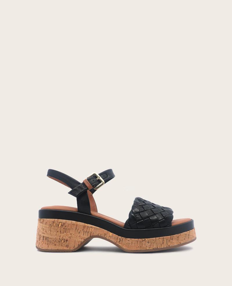 Gentle Souls - Dorris Woven Leather Cork Platform Sandal by GENTLE SOULS