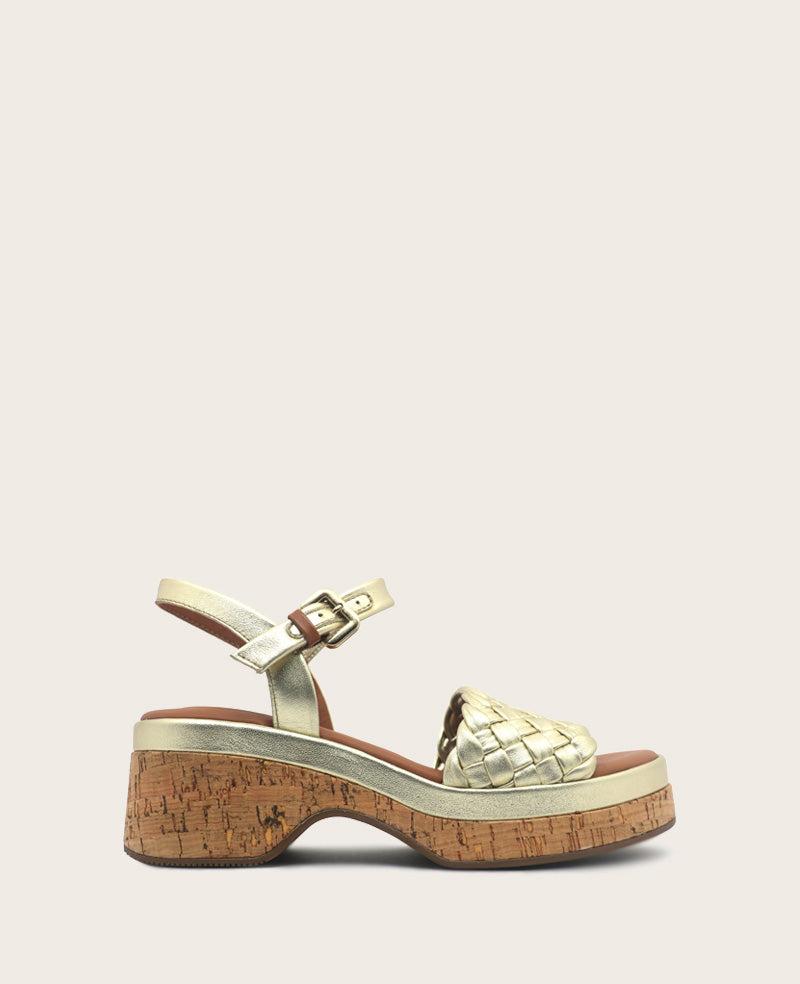 Gentle Souls - Dorris Woven Leather Cork Platform Sandal by GENTLE SOULS