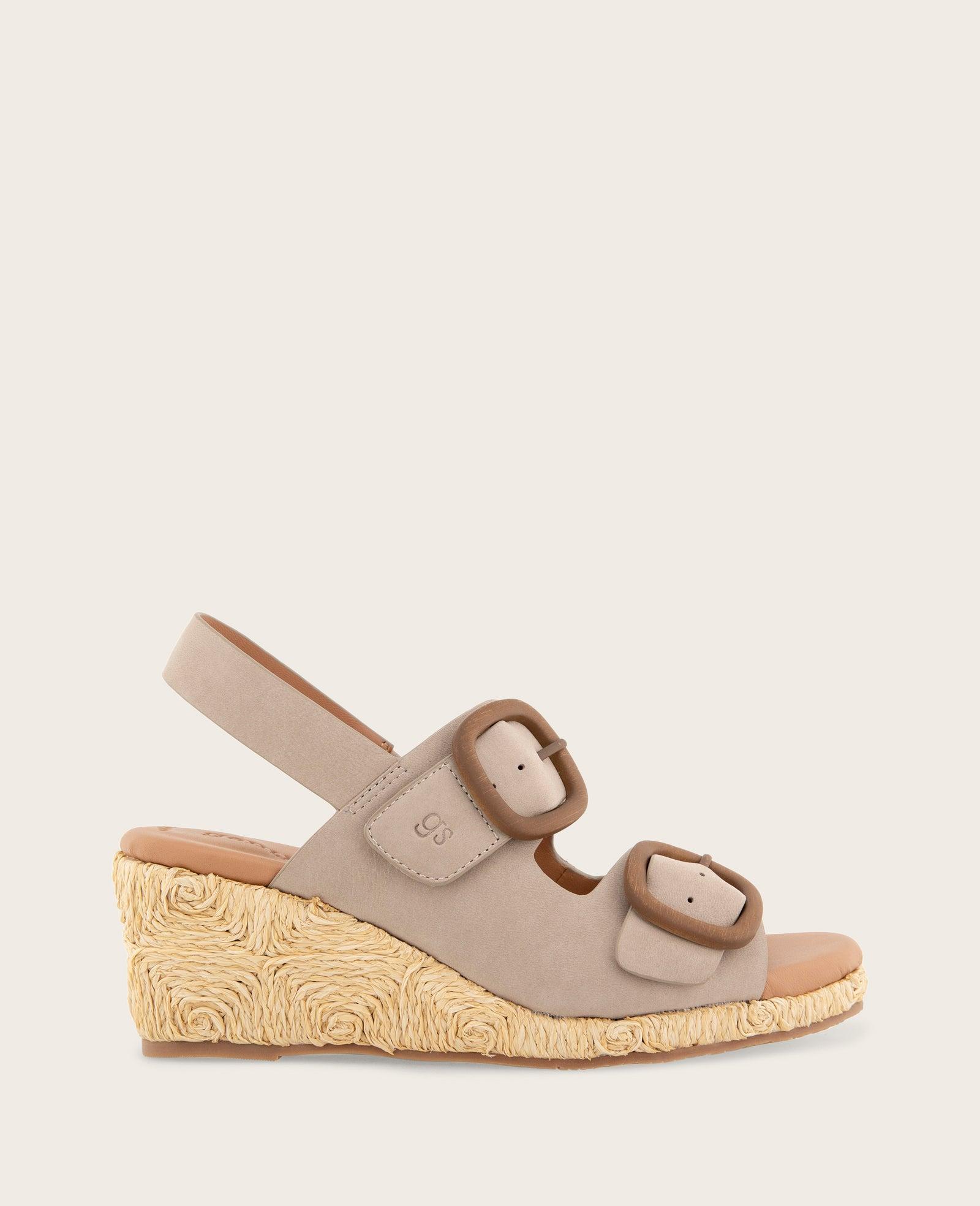 Gentle Souls - Greca Raffia Two Band Buckle Wedge by GENTLE SOULS
