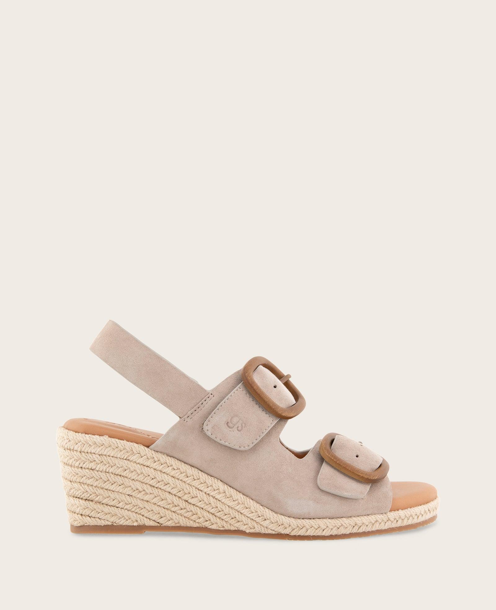 Gentle Souls - Greca Suede Two Band Buckle Wedge by GENTLE SOULS