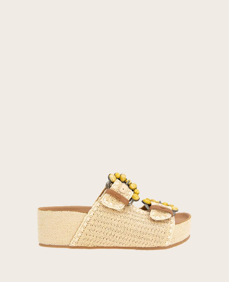 Gentle Souls - Kendall Raffia Wrap Buckle Wedge by GENTLE SOULS