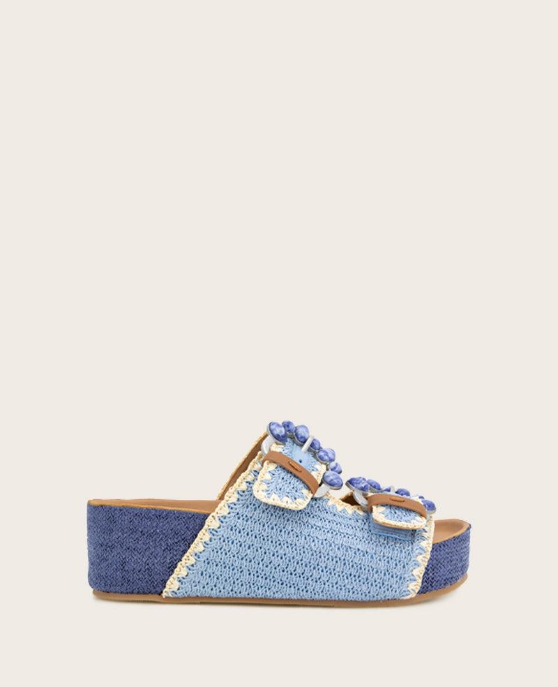 Gentle Souls - Kendall Raffia Wrap Buckle Wedge by GENTLE SOULS