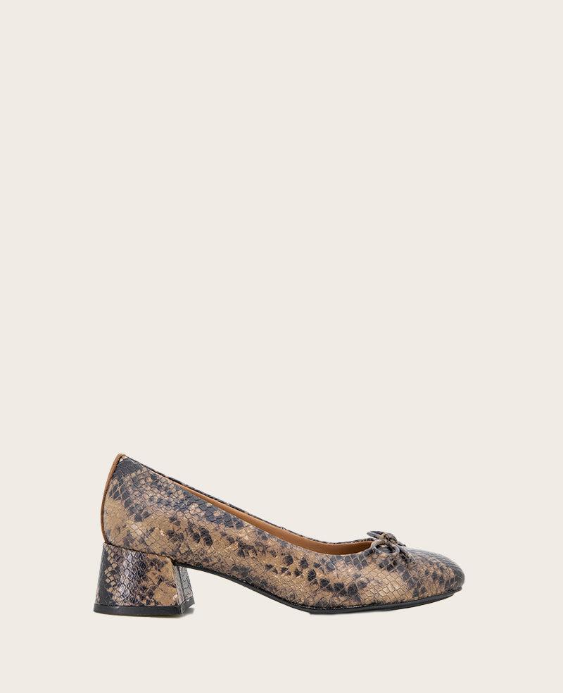 Gentle Souls - Lancine Snakeskin Leather Bow Heel by GENTLE SOULS