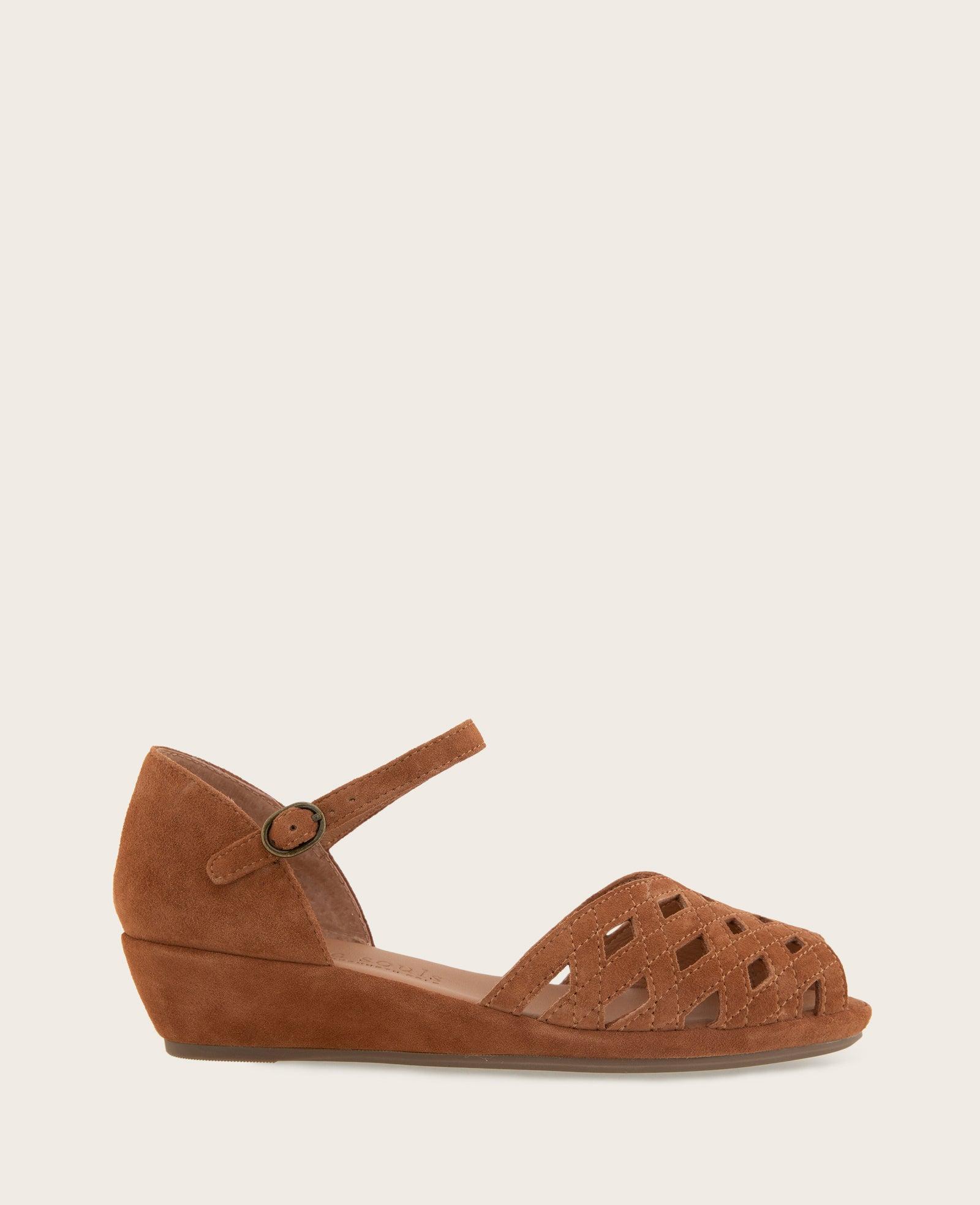 Gentle Souls - Loren Suede Perforated Peep-Toe Sandal by GENTLE SOULS