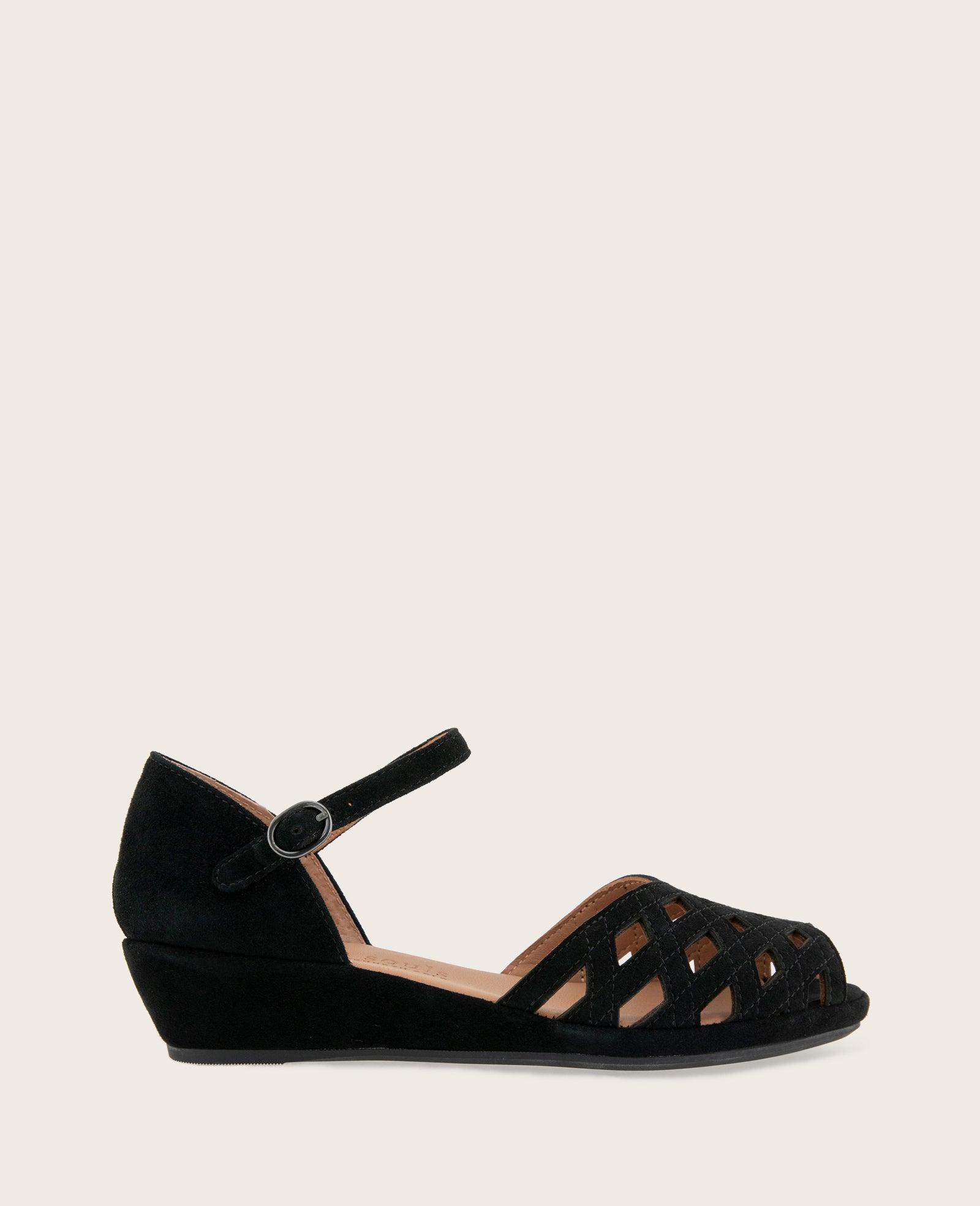 Gentle Souls - Loren Suede Perforated Peep-Toe Sandal by GENTLE SOULS