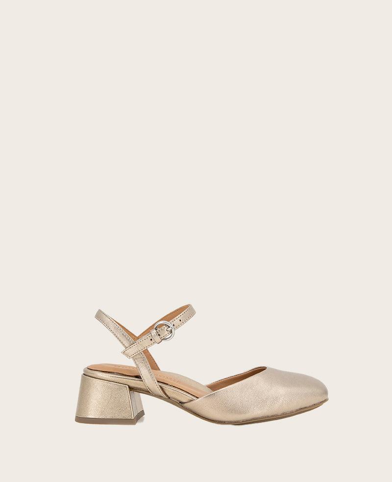 Gentle Souls - Lucinda Metallic Closed Toe Strap Sandal by GENTLE SOULS