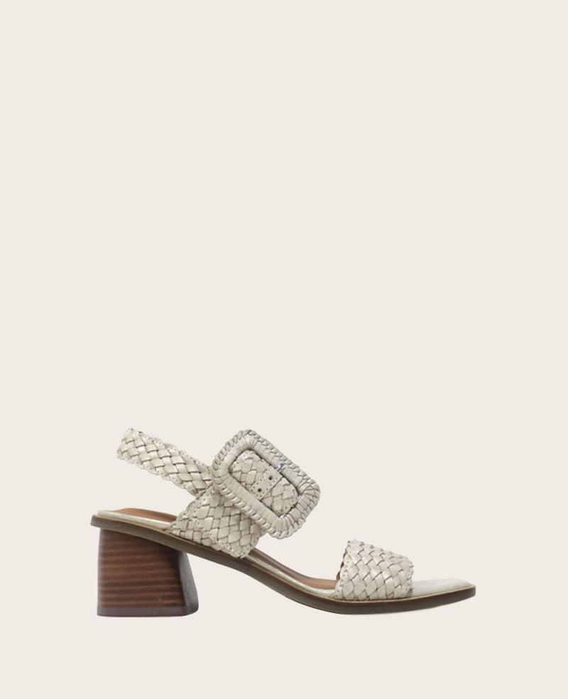 Gentle Souls - Madylyn Metallic Woven Leather Heel Sandal by GENTLE SOULS