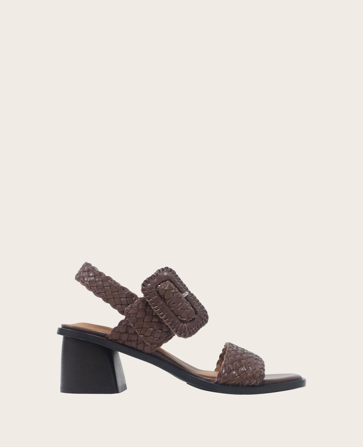 Gentle Souls - Madylyn Woven Leather Heel Sandal by GENTLE SOULS