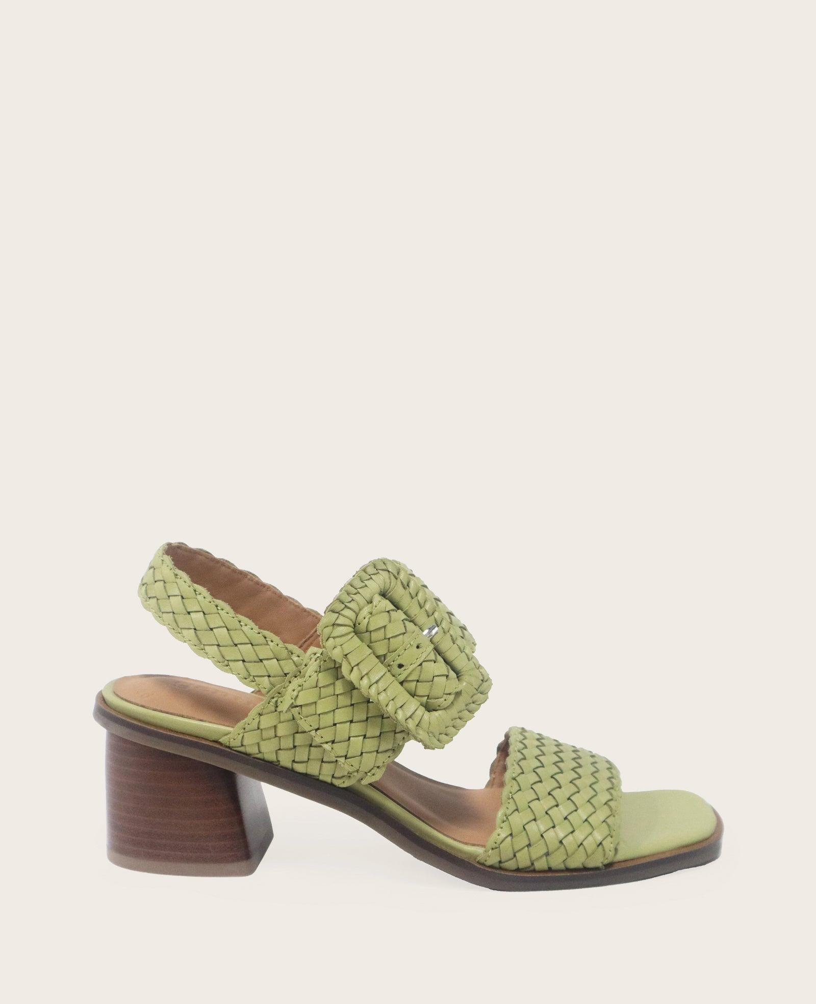 Gentle Souls - Madylyn Woven Leather Heel Sandal by GENTLE SOULS