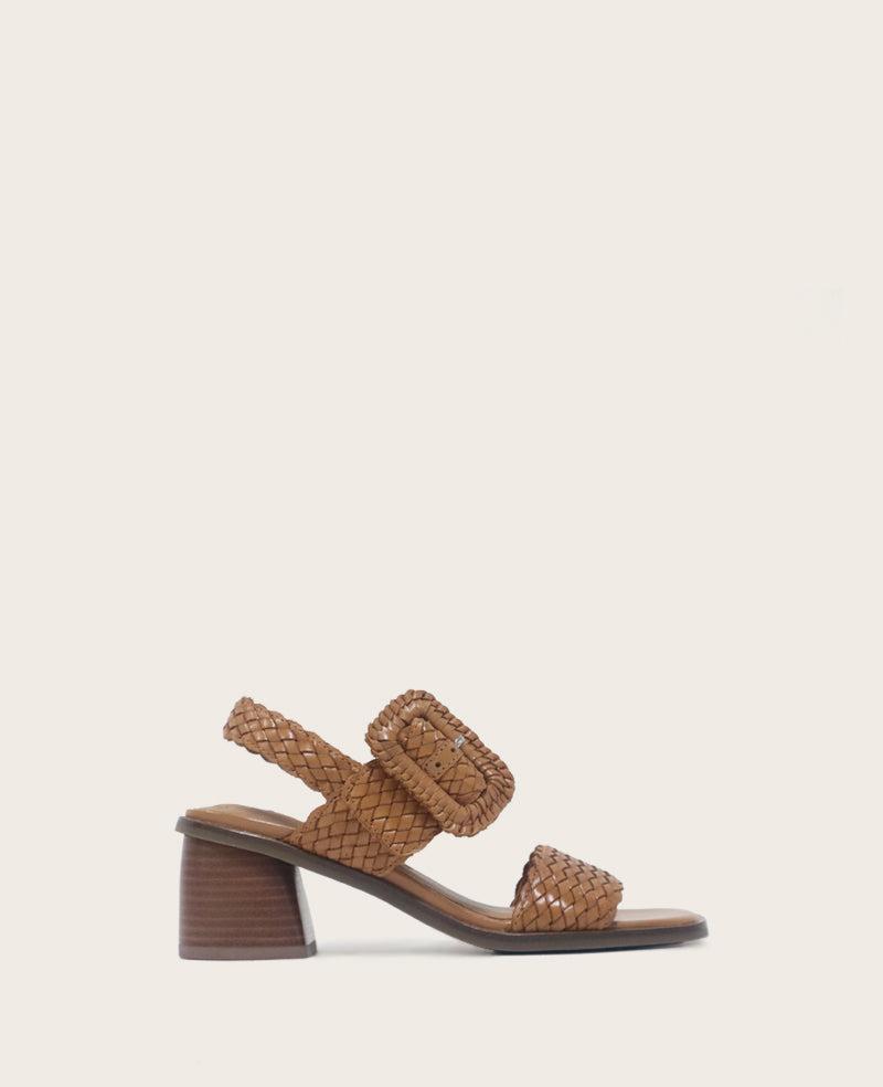Gentle Souls - Madylyn Woven Leather Heel Sandal by GENTLE SOULS